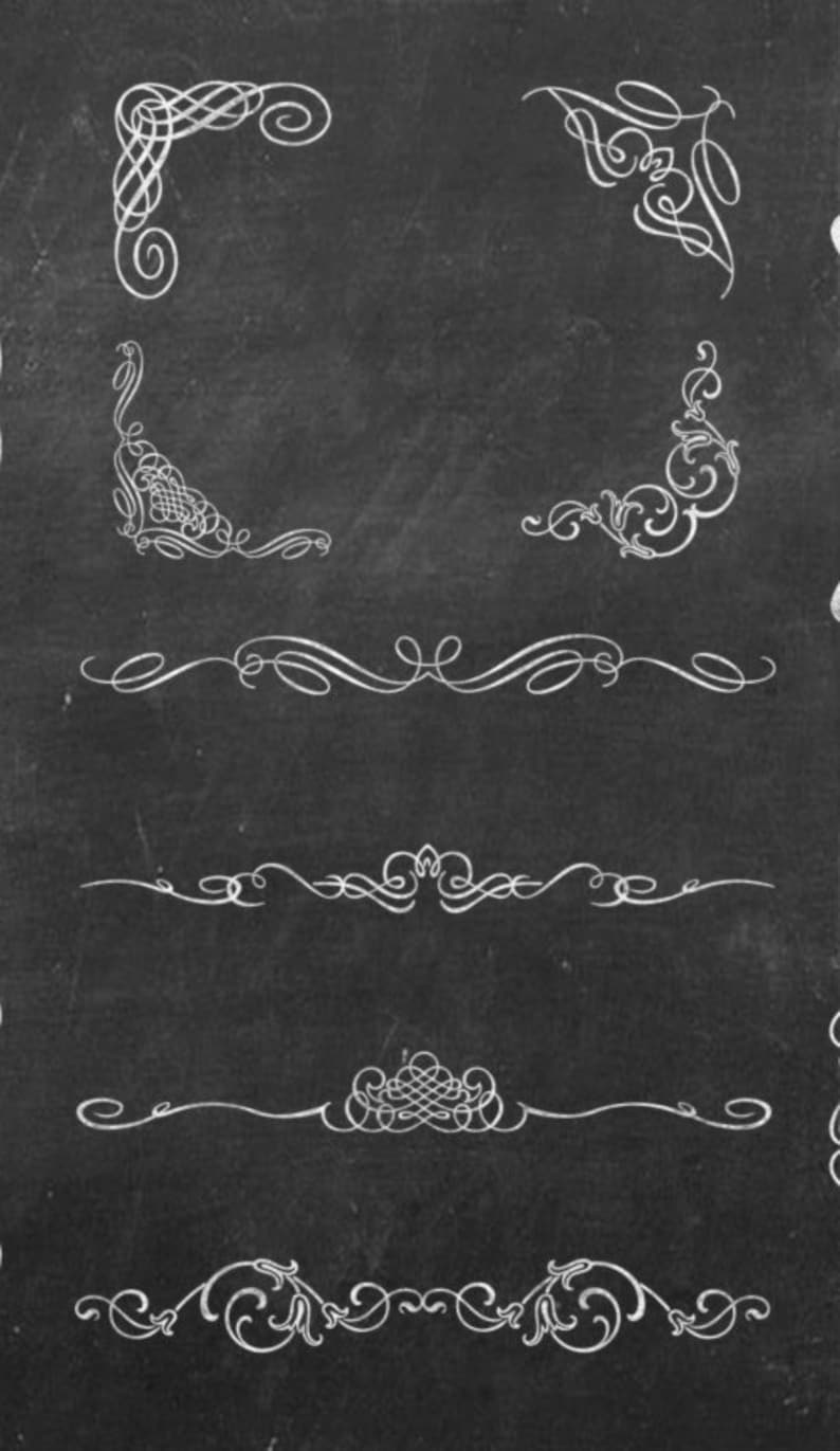 Chalkboard Decorative Ornamental Scrolls and Flourishes Set Etsy