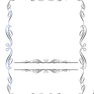May include: A black and white decorative frame with a double line in the center. The frame has a classic, elegant design with intricate swirls and flourishes.