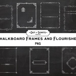 Chalkboard Frames and Decorative Flourishes Scrolls Corners Dividers Digital Ornaments Clipart Graphics Digital Clip Art Graphics