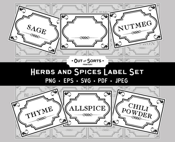 Printable Herbs and Spices Labels Vintage Spice (Instant Download