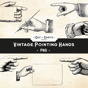 Vintage Pointing Hand, Manicule, Pointing Finger, Victorian Hand, Steampunk Hand, Antique Pointing Finger, Victorian Manicule Clipart