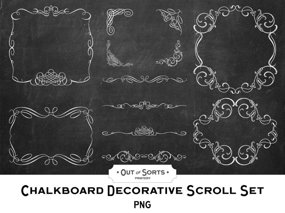 Chalkboard Decorative Ornaments, Chalk Scrolls and Flourishes, Chalk