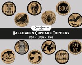 Printable Halloween Cupcake Toppers, Spooky Party Circles, Cake Decorations