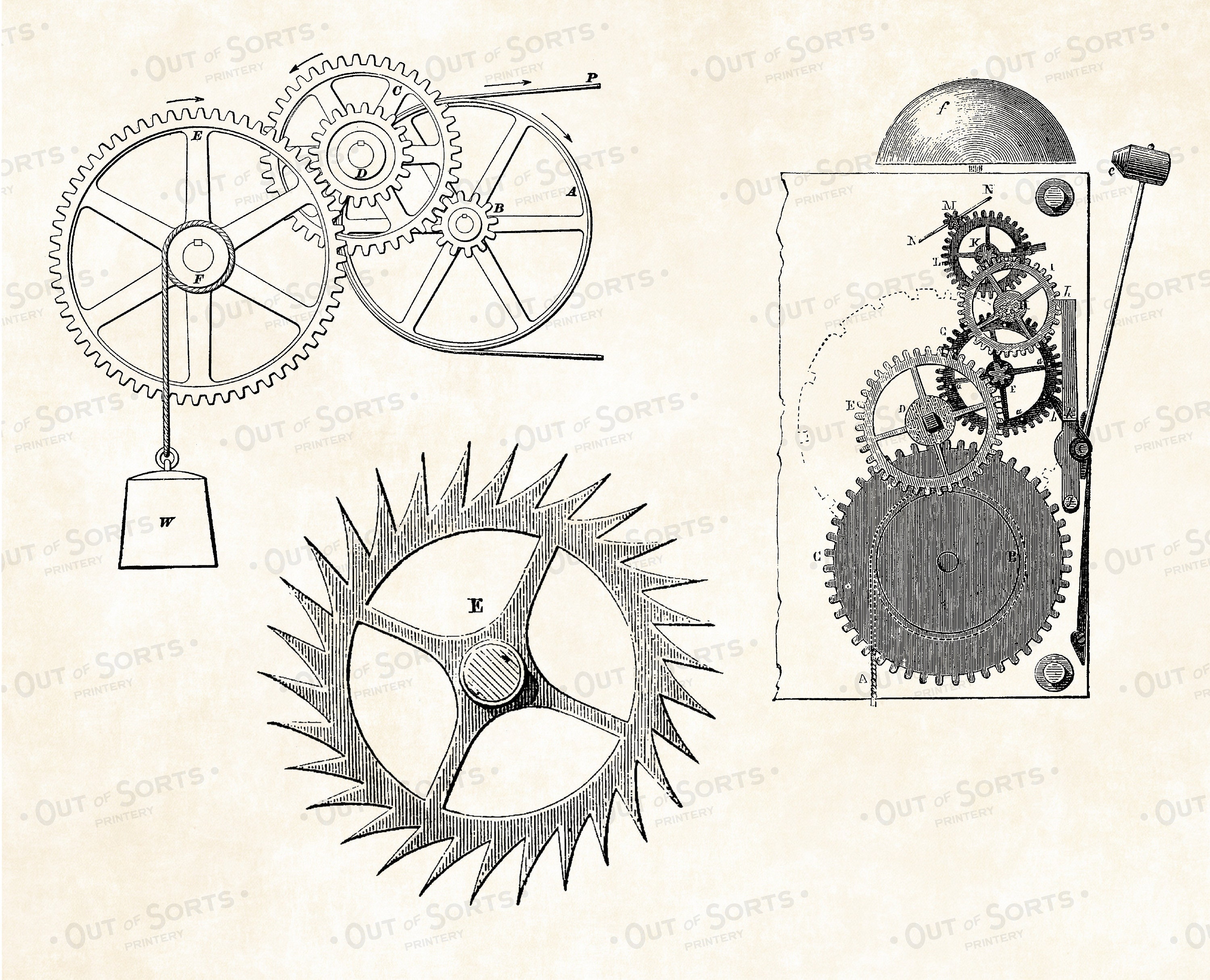 black and white vintage patent print chalkboard steampunk clock gear  Wallpaper by chicelegantboutique