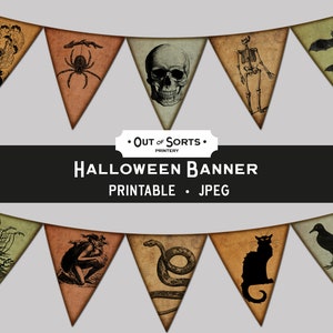 Halloween Banner, Printable Halloween Party Decor, Spooky Decoration, Printable Bunting