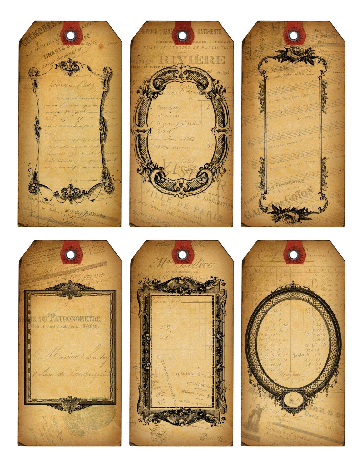 Decorative Vintage Tags Printable Tags Tags Clip Art Etsy Canada