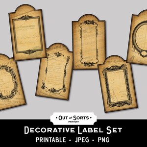 Decorative Vintage Labels, Printable Antique Labels, Labels Clip Art, Shabby Chic Labels, Printable Ephemera, Decorative Frames PNG