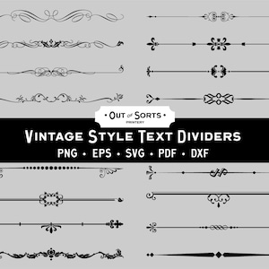 Divisores de texto, separadores de página SVG, elementos decorativos, clipart de casamento, gráficos vetoriais de estilo vintage, bordas PNG, download digital