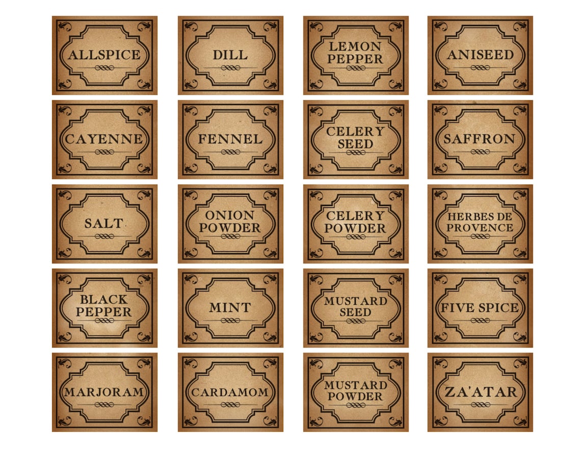 Printable Herbs and Spices Labels Vintage Spice Label Set | Etsy