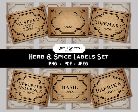 Printable Herbs and Spices Labels Vintage Spice Label Set | Etsy