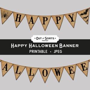 Happy Halloween Banner, Printable Halloween Banner, Halloween Party Decor, Spooky Decoration, Halloween Bunting