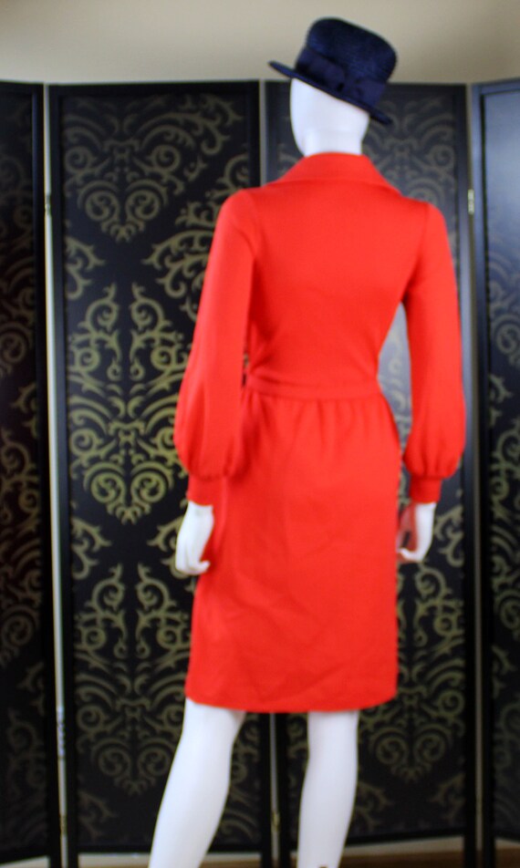 Vintage/Retro Long Sleeve Red Dress with Belt - A… - image 4