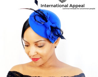 Blue Felt - Women's Vintage Fascinator Hat