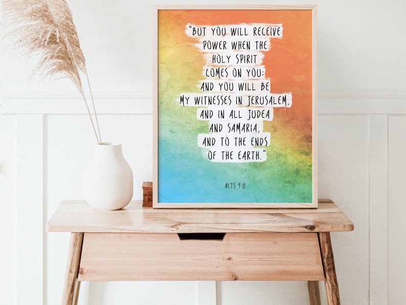 Christian Art, Bible Verse Print, Acts 1:8, You will receive power when the holy spirit comes on you, Scripture Art, Bible Quotes 040 image 3