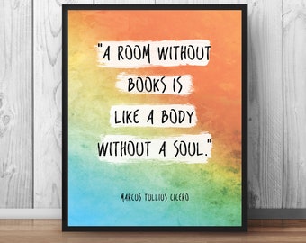 A room without books - Cicero Quote - cozy apartment decor ,Reading Quote Classroom Decor first apartment Decor Books Quote - 139