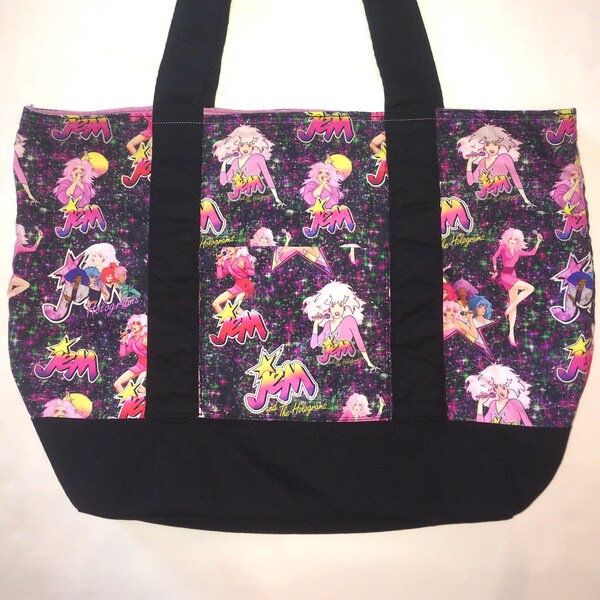 Jem and the Holograms Tote Bag, Handmade 1980's Jem Classic Large Tote Bag, Rare Fabric