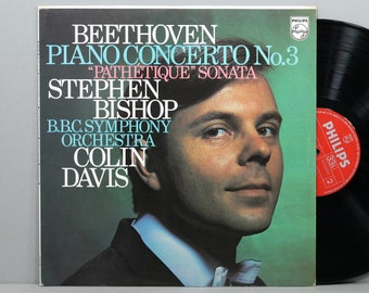 Beethoven - Piano Concerto No.3, "Pathetique" Sonata - Stephen Bishop, Colin Davis, BBC Symphony Orchestra - Vintage Vinyl LP Record Album