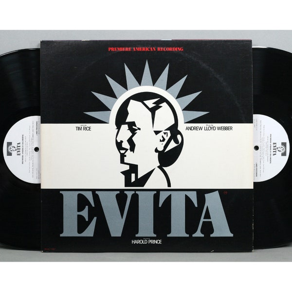 Evita: Premiere American Recording -  Andrew Lloyd Webber And Tim Rice - Vintage Vinyl 2-LP Record Album 1979 - Gatefold Cover with Libretto