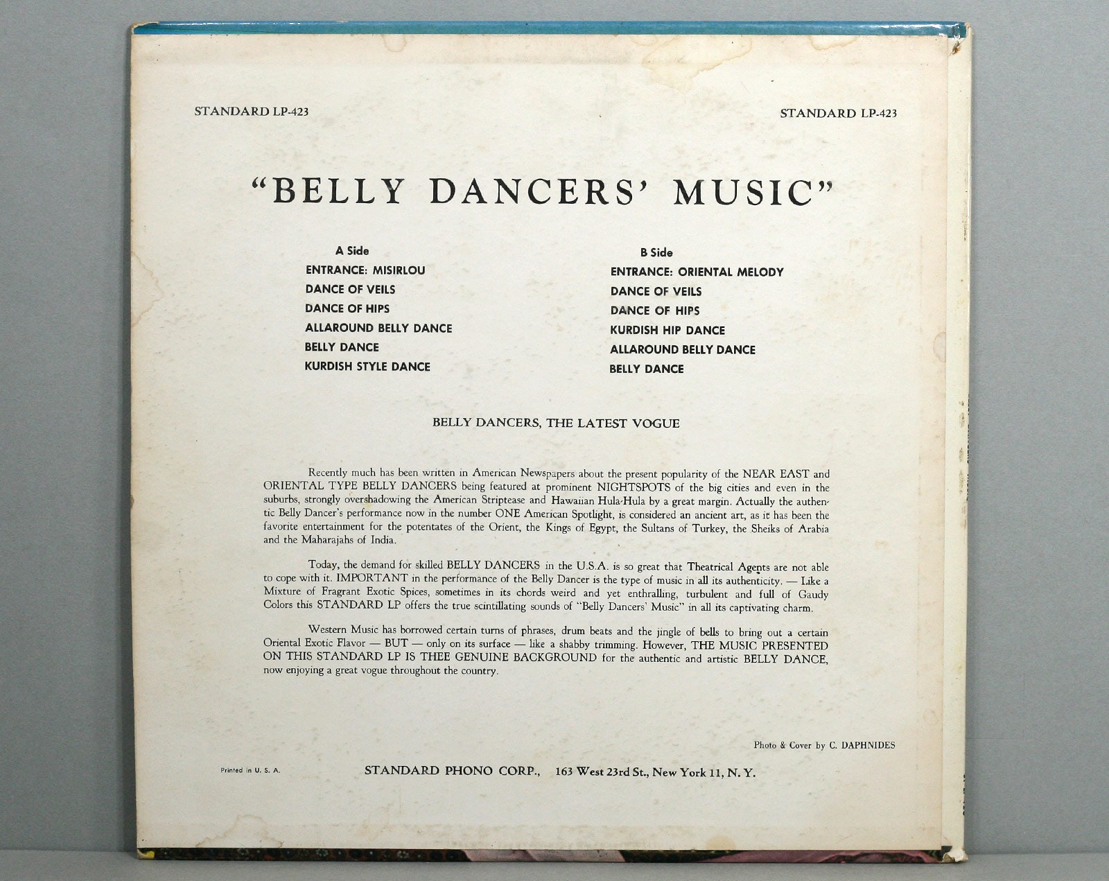 Belly Dancers Music Vintage Vinyl LP Record Album C. 1960