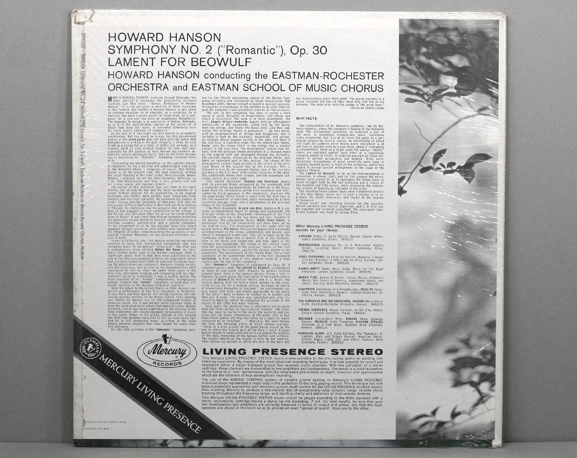 Howard Hanson Symphony No. 2 Op. 30 romantic / Etsy