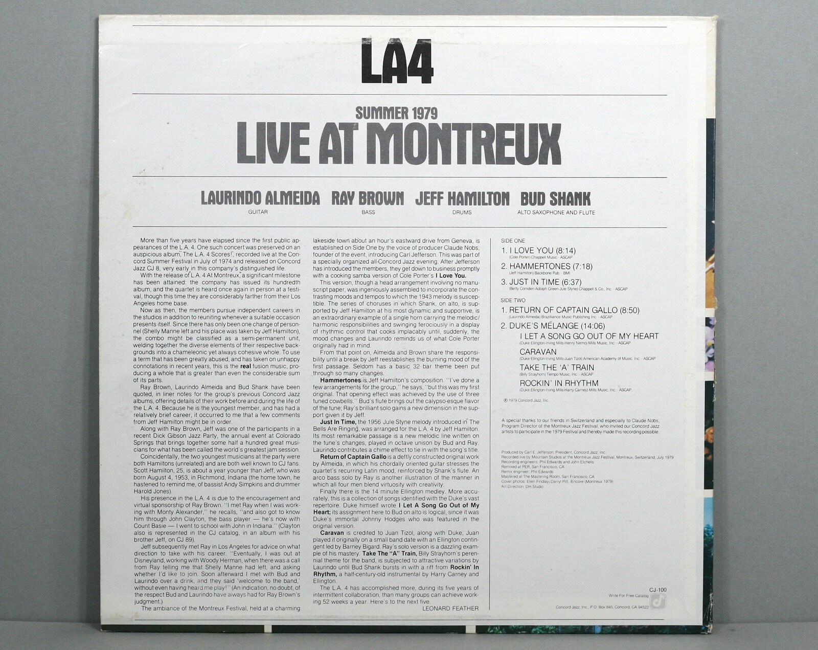LA4 Live At Montreux Summer 1979 L.A.フォア LA4 - Live at Montreux - Vintage Vinyl LP Record Album 1979