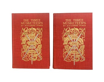 The Three Musketeers by Alexandre Dumas (1899) - Two volumes in dust jackets