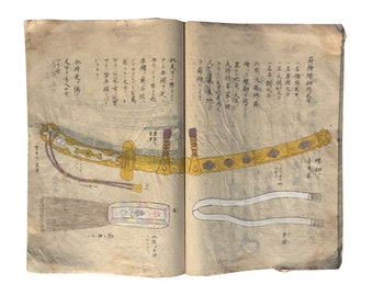 Token Mondo de Ise Sadahura (1798) - Manuscrito de espada samurái escrito a mano e ilustrado