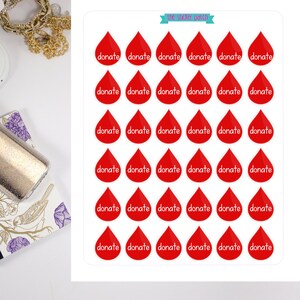 Donate Blood Sticker - Stickers for Planners, Journals, Scrapbooks and ...