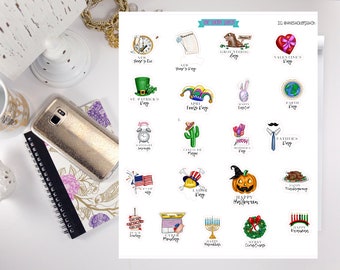 Holidays sheet of stickers, stickers for planners, journals, scrapbooks and more!