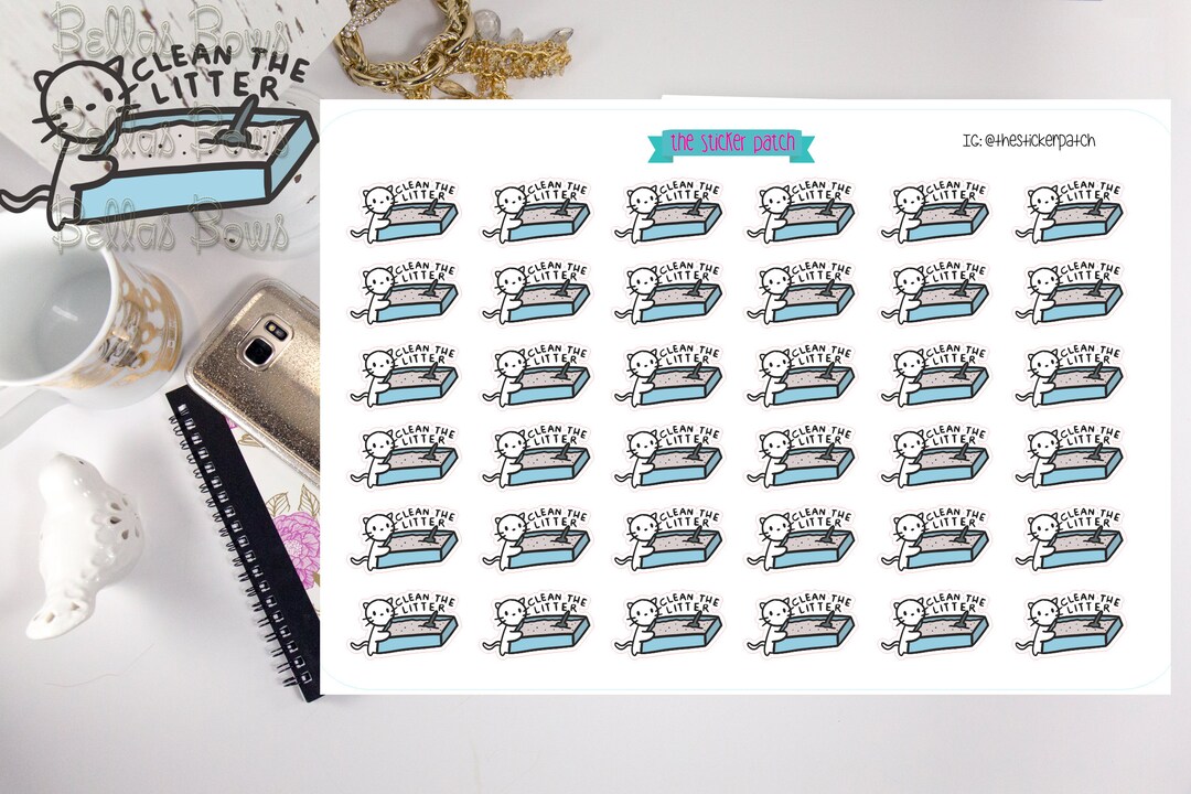 Clean the Litter, Litter Box, 36 Count Sheet -stickers for Planners ...