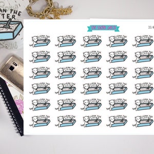 clean the litter, litter box, 36 count sheet -stickers for planners, journals, scrapbooks and more!