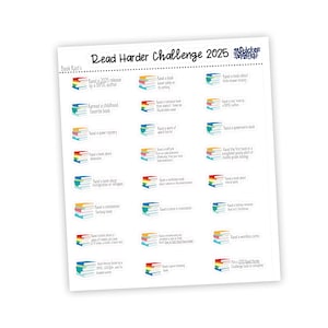 2025 read harder,  2024-2021 Read Harder Challenge inspired planner stickers -  stickers for planners, journals, scrapbooks and more!