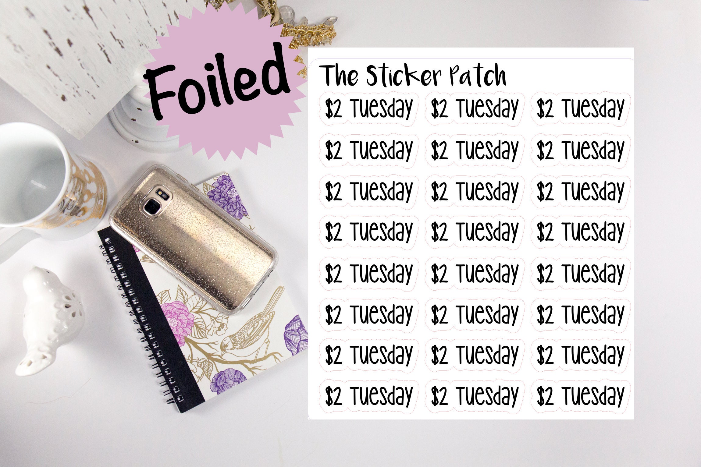 FOILED 2 Dollar Tuesday Planner Stickers -stickers for Planners ...