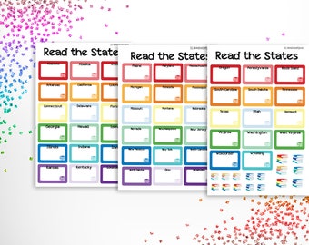 Read the States reading challenge-  stickers for planners, journals, scrapbooks and more!