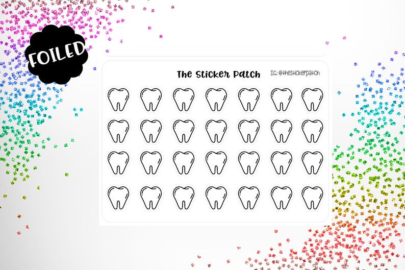 FOILED Tooth Planner Stickers , Tooth Stickers for Planners, Journals ...