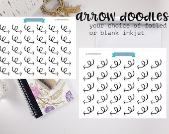 FOILED arrow doodles, hand drawn, planner stickers  -stickers for planners, journals, scrapbooks and more!