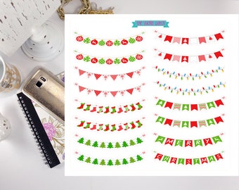 christmas banner, fits two eclp boxes,  themed  weekly planner sticker theme:stickers for planners, journals, scrapbooks and more!