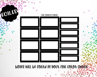 FOILED half and quarter box planner stickers  -stickers for planners, journals, scrapbooks and more!