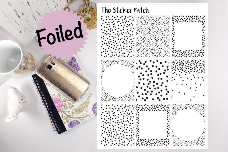 FOILED dot full box overlay planner stickers -stickers for planners, journals, scrapbooks and more!