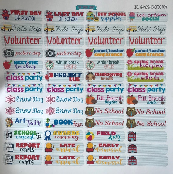 Back to School planner stickers - stickers for planners, journals,  scrapbooks and more!