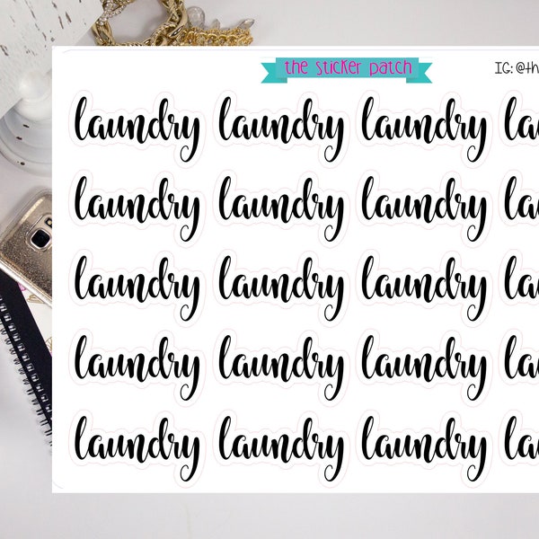 Laundry typography, script, stickers, - stickers for planners, journals, scrapbooks and more!