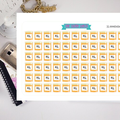 rx, medicine, prescription planner stickers -  stickers for planners, journals, scrapbooks and more!