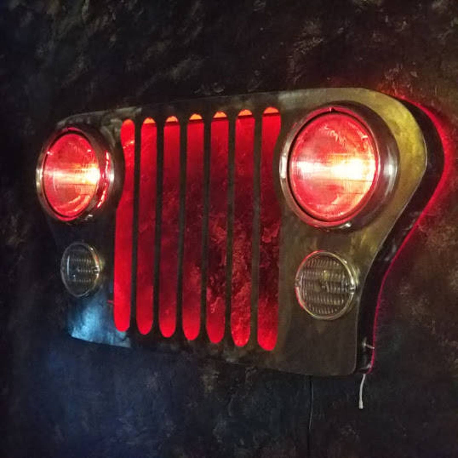 Jeep Grill Wall Art with LED multiple color lighting with Etsy