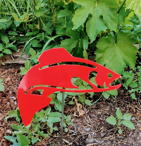 Red fish yard art