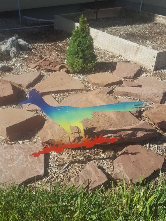 Rainbow Roadrunner wall and yard art