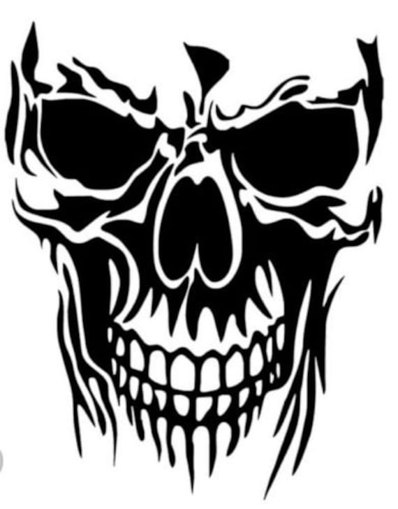 Skull vinyl decal made with quality outdoor vinyl for windows or any smooth surface