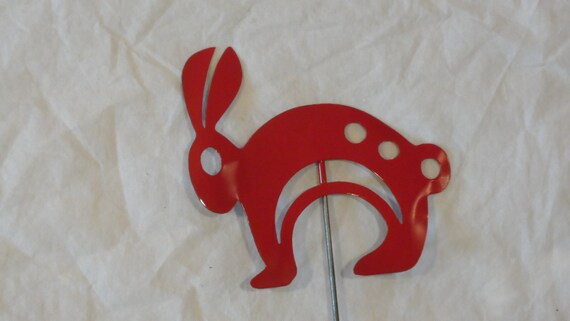 Red Bunny- animal Metal Garden Decor Yard Pond Lawn Art Steel Stake, available in more colors and finishes