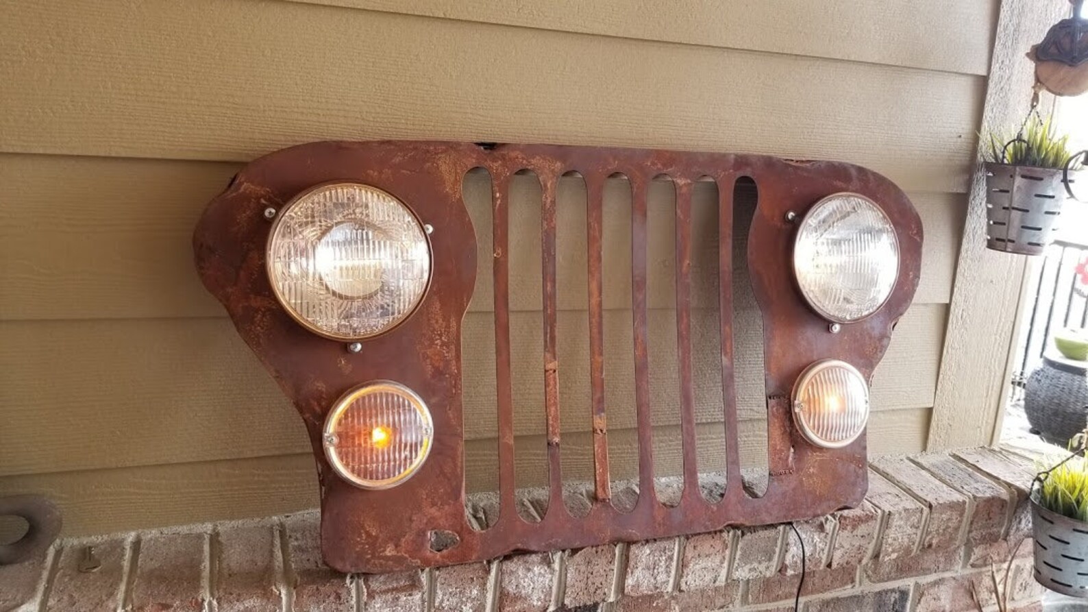 Rusty Junkyard Jeep Grill Wall Art. Handmade 12 Volt Head and Etsy