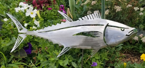 Tuna metal wall and garden art Hand bent for a 3-D look