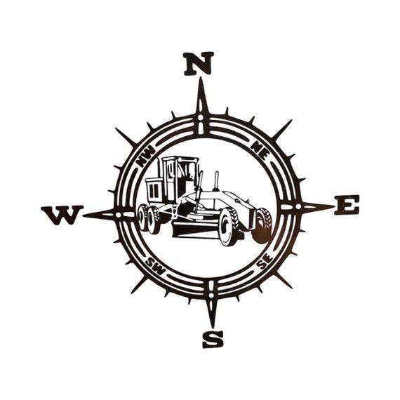 COMPASS ROAD GRADER Decal 6"7" 8" 9" 10" 11" 12" -Sticker for Car Truck Bumper Window Wall phone laptop Original Design